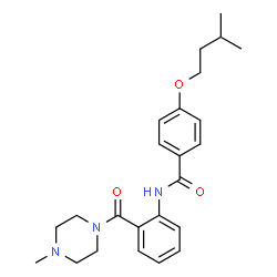 ChemSpider 2D Image | 4-(3-Methylbutoxy)-N-{2-[(4-methyl-1-piperazinyl)carbonyl]phenyl}benzamide | C24H31N3O3