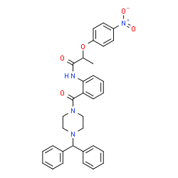 ChemSpider 2D Image | N-(2-{[4-(Diphenylmethyl)-1-piperazinyl]carbonyl}phenyl)-2-(4-nitrophenoxy)propanamide | C33H32N4O5