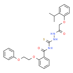 ChemSpider 2D Image | N-({2-[(2-Isopropylphenoxy)acetyl]hydrazino}carbonothioyl)-2-(2-phenoxyethoxy)benzamide | C27H29N3O5S