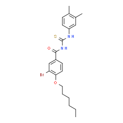 ChemSpider 2D Image | 3-Bromo-N-[(3,4-dimethylphenyl)carbamothioyl]-4-(hexyloxy)benzamide | C22H27BrN2O2S