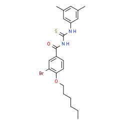 ChemSpider 2D Image | 3-Bromo-N-[(3,5-dimethylphenyl)carbamothioyl]-4-(hexyloxy)benzamide | C22H27BrN2O2S