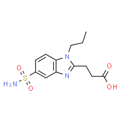 ChemSpider 2D Image | 3-(1-Propyl-5-sulfamoyl-1H-benzimidazol-2-yl)propanoic acid | C13H17N3O4S
