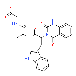 ChemSpider 2D Image | N-[2-(2,4-Dioxo-1,4-dihydro-3(2H)-quinazolinyl)-3-(1H-indol-3-yl)propanoyl]alanylglycine | C24H23N5O6