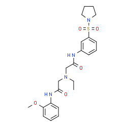ChemSpider 2D Image | 2-(Ethyl{2-[(2-methoxyphenyl)amino]-2-oxoethyl}amino)-N-[3-(1-pyrrolidinylsulfonyl)phenyl]acetamide | C23H30N4O5S