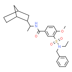 ChemSpider 2D Image | 3-[Benzyl(ethyl)sulfamoyl]-N-[1-(bicyclo[2.2.1]hept-2-yl)ethyl]-4-methoxybenzamide | C26H34N2O4S