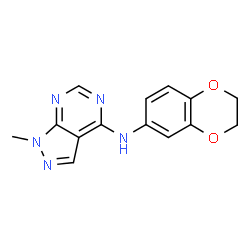 ChemSpider 2D Image | N-(2,3-Dihydro-1,4-benzodioxin-6-yl)-1-methyl-1H-pyrazolo[3,4-d]pyrimidin-4-amine | C14H13N5O2