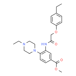 ChemSpider 2D Image | Methyl 3-{[(4-ethylphenoxy)acetyl]amino}-4-(4-ethyl-1-piperazinyl)benzoate | C24H31N3O4