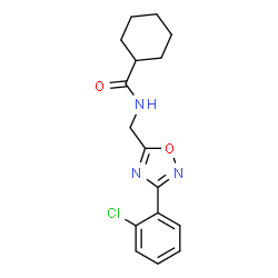ChemSpider 2D Image | N-{[3-(2-Chlorophenyl)-1,2,4-oxadiazol-5-yl]methyl}cyclohexanecarboxamide | C16H18ClN3O2