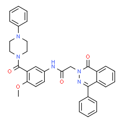ChemSpider 2D Image | N-{4-Methoxy-3-[(4-phenyl-1-piperazinyl)carbonyl]phenyl}-2-(1-oxo-4-phenyl-2(1H)-phthalazinyl)acetamide | C34H31N5O4