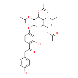 ChemSpider 2D Image | 3-Hydroxy-4-[(4-hydroxyphenyl)acetyl]phenyl 2,3,4,6-tetra-O-acetylhexopyranoside | C28H30O13