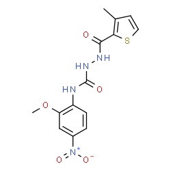 ChemSpider 2D Image | N-(2-Methoxy-4-nitrophenyl)-2-[(3-methyl-2-thienyl)carbonyl]hydrazinecarboxamide | C14H14N4O5S