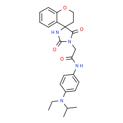 ChemSpider 2D Image | 2-(2',5'-Dioxo-2,3-dihydro-1'H-spiro[chromene-4,4'-imidazolidin]-1'-yl)-N-{4-[ethyl(isopropyl)amino]phenyl}acetamide | C24H28N4O4