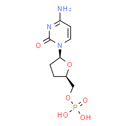 ChemSpider 2D Image | [(2R,5S)-5-(4-Amino-2-oxo-1(2H)-pyrimidinyl)tetrahydro-2-furanyl]methyl dihydrogen phosphate | C9H14N3O6P