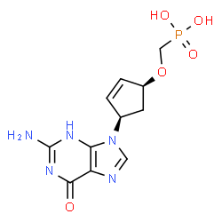 ChemSpider 2D Image | ({[(1S,4R)-4-(2-amino-6-hydroxy-9H-purin-9-yl)cyclopent-2-en-1-yl]oxy}methyl)phosphonic acid | C11H14N5O5P
