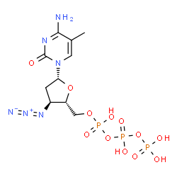 ChemSpider 2D Image | 3'-Azido-2',3'-dideoxy-5-methylcytidine 5'-(tetrahydrogen triphosphate) | C10H17N6O12P3