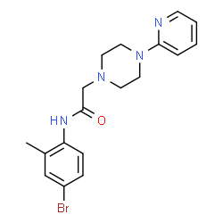 ChemSpider 2D Image | N-(4-Bromo-2-methylphenyl)-2-[4-(2-pyridinyl)-1-piperazinyl]acetamide | C18H21BrN4O