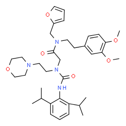 ChemSpider 2D Image | N~2~-[(2,6-Diisopropylphenyl)carbamoyl]-N-[2-(3,4-dimethoxyphenyl)ethyl]-N-(2-furylmethyl)-N~2~-[2-(4-morpholinyl)ethyl]glycinamide | C36H50N4O6