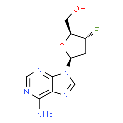 ChemSpider 2D Image | 9-(2,3-Dideoxy-3-fluoro-beta-L-erythro-pentofuranosyl)-9H-purin-6-amine | C10H12FN5O2