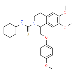 ChemSpider 2D Image | N-Cyclohexyl-6,7-dimethoxy-1-[(4-methoxyphenoxy)methyl]-3,4-dihydro-2(1H)-isoquinolinecarbothioamide | C26H34N2O4S