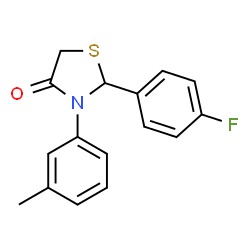 ChemSpider 2D Image | 2-(4-Fluorophenyl)-3-(3-methylphenyl)-1,3-thiazolidin-4-one | C16H14FNOS