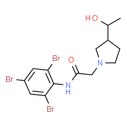 ChemSpider 2D Image | 2-[3-(1-Hydroxyethyl)-1-pyrrolidinyl]-N-(2,4,6-tribromophenyl)acetamide | C14H17Br3N2O2