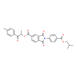 ChemSpider 2D Image | 1-(4-Methylphenyl)-1-oxo-2-propanyl 2-[4-(isobutoxycarbonyl)phenyl]-1,3-dioxo-5-isoindolinecarboxylate | C30H27NO7