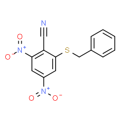 ChemSpider 2D Image | 2-(Benzylsulfanyl)-4,6-dinitrobenzonitrile | C14H9N3O4S
