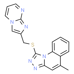 ChemSpider 2D Image | 1-[(Imidazo[1,2-a]pyrimidin-2-ylmethyl)sulfanyl]-5-methyl[1,2,4]triazolo[4,3-a]quinoline | C18H14N6S