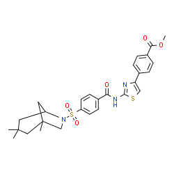 ChemSpider 2D Image | Methyl 4-[2-({4-[(1,3,3-trimethyl-6-azabicyclo[3.2.1]oct-6-yl)sulfonyl]benzoyl}amino)-1,3-thiazol-4-yl]benzoate | C28H31N3O5S2
