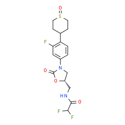 ChemSpider 2D Image | 2,2-Difluoro-N-({(5S)-3-[3-fluoro-4-(1-oxidotetrahydro-2H-thiopyran-4-yl)phenyl]-2-oxo-1,3-oxazolidin-5-yl}methyl)acetamide | C17H19F3N2O4S