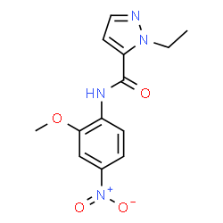 ChemSpider 2D Image | 1-Ethyl-N-(2-methoxy-4-nitrophenyl)-1H-pyrazole-5-carboxamide | C13H14N4O4