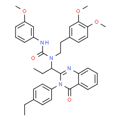 ChemSpider 2D Image | 1-[2-(3,4-Dimethoxyphenyl)ethyl]-1-{1-[3-(4-ethylphenyl)-4-oxo-3,4-dihydro-2-quinazolinyl]propyl}-3-(3-methoxyphenyl)urea | C37H40N4O5