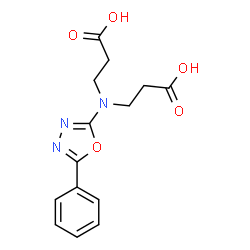 ChemSpider 2D Image | 3,3'-[(5-Phenyl-1,3,4-oxadiazol-2-yl)imino]dipropanoic acid | C14H15N3O5