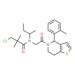 ChemSpider 2D Image | N-sec-Butyl-3-chloro-2,2-dimethyl-N-{2-[4-(2-methylphenyl)-6,7-dihydrothieno[3,2-c]pyridin-5(4H)-yl]-2-oxoethyl}propanamide | C25H33ClN2O2S