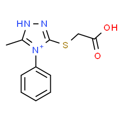 ChemSpider 2D Image | 3-[(Carboxymethyl)sulfanyl]-5-methyl-4-phenyl-1H-1,2,4-triazol-4-ium | C11H12N3O2S