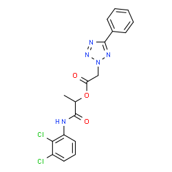 ChemSpider 2D Image | 1-[(2,3-Dichlorophenyl)amino]-1-oxo-2-propanyl (5-phenyl-2H-tetrazol-2-yl)acetate | C18H15Cl2N5O3