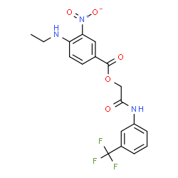ChemSpider 2D Image | 2-Oxo-2-{[3-(trifluoromethyl)phenyl]amino}ethyl 4-(ethylamino)-3-nitrobenzoate | C18H16F3N3O5
