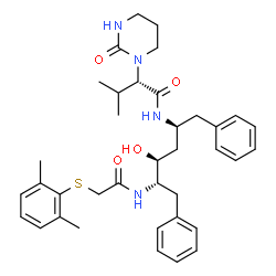 ChemSpider 2D Image | (2S)-N-[(2S,4S,5S)-5-({[(2,6-Dimethylphenyl)sulfanyl]acetyl}amino)-4-hydroxy-1,6-diphenyl-2-hexanyl]-3-methyl-2-(2-oxotetrahydro-1(2H)-pyrimidinyl)butanamide | C37H48N4O4S