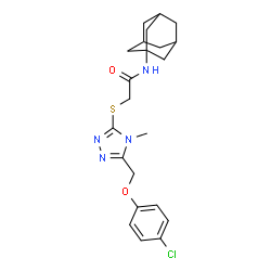 ChemSpider 2D Image | N-(Adamantan-1-yl)-2-({5-[(4-chlorophenoxy)methyl]-4-methyl-4H-1,2,4-triazol-3-yl}sulfanyl)acetamide | C22H27ClN4O2S