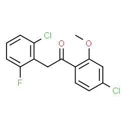 ChemSpider 2D Image | 2-(2-Chloro-6-fluorophenyl)-1-(4-chloro-2-methoxyphenyl)ethanone | C15H11Cl2FO2