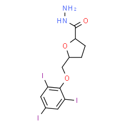 ChemSpider 2D Image | 5-[(2,4,6-Triiodophenoxy)methyl]tetrahydro-2-furancarbohydrazide (non-preferred name) | C12H13I3N2O3