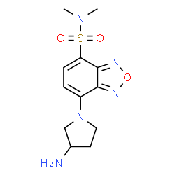ChemSpider 2D Image | 7-(3-Amino-1-pyrrolidinyl)-N,N-dimethyl-2,1,3-benzoxadiazole-4-sulfonamide | C12H17N5O3S
