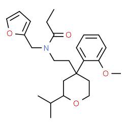 ChemSpider 2D Image | N-(2-Furylmethyl)-N-{2-[2-isopropyl-4-(2-methoxyphenyl)tetrahydro-2H-pyran-4-yl]ethyl}propanamide | C25H35NO4