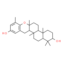 ChemSpider 2D Image | 1,1,4a,6a,8,12b-Hexamethyl-2,3,4,4a,4b,5,6,6a,12,12a,12b,13,14,14a-tetradecahydro-1H-naphtho[2,1-a]xanthene-2,10-diol | C27H40O3