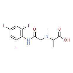 ChemSpider 2D Image | N-Methyl-N-{2-oxo-2-[(2,4,6-triiodophenyl)amino]ethyl}alanine | C12H13I3N2O3