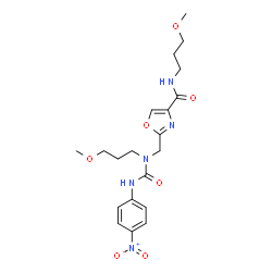 ChemSpider 2D Image | N-(3-Methoxypropyl)-2-({(3-methoxypropyl)[(4-nitrophenyl)carbamoyl]amino}methyl)-1,3-oxazole-4-carboxamide | C20H27N5O7