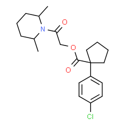 ChemSpider 2D Image | 2-(2,6-Dimethyl-1-piperidinyl)-2-oxoethyl 1-(4-chlorophenyl)cyclopentanecarboxylate | C21H28ClNO3