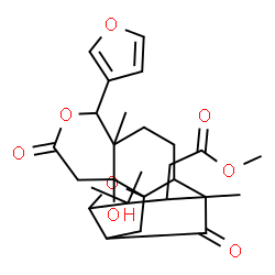 ChemSpider 2D Image | Methyl [6-(3-furyl)-10-hydroxy-1,5,15,15-tetramethyl-8,17-dioxo-7,18-dioxapentacyclo[11.3.1.1~11,14~.0~2,11~.0~5,10~]octadec-16-yl]acetate | C27H34O8