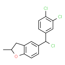 ChemSpider 2D Image | 5-[Chloro(3,4-dichlorophenyl)methyl]-2-methyl-2,3-dihydro-1-benzofuran | C16H13Cl3O