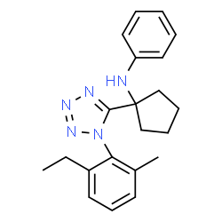 ChemSpider 2D Image | N-{1-[1-(2-Ethyl-6-methylphenyl)-1H-tetrazol-5-yl]cyclopentyl}aniline | C21H25N5